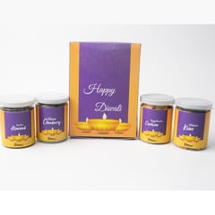 DIBHA-RUCHOKS Diwali Premium Dry Fruit Hamper Set Of 4 (Peri Peri Almond + Tangy Tomato Cashew + Masala Kiwi + Masala Cranberry) 240g D06