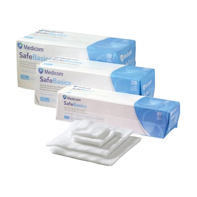 Medicom Safe Gauze Non-Woven Non-Sterile 4ply 7.5x7.5cm - Pack 200