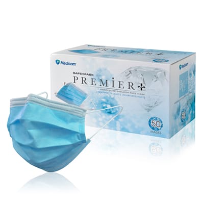 Medicom SafeMask Premier Plus Face Mask Earloop Level 2, Blue - Box 50