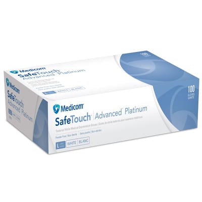 Medicom Platinum White Nitrile Gloves Powder Free