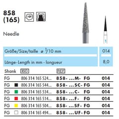 NTI Diamond Bur FG Needle 858 - Pack 5