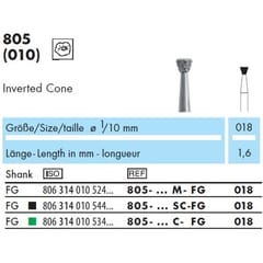 NTI Diamond Bur FG Inverted Cone 805 - Pack 5