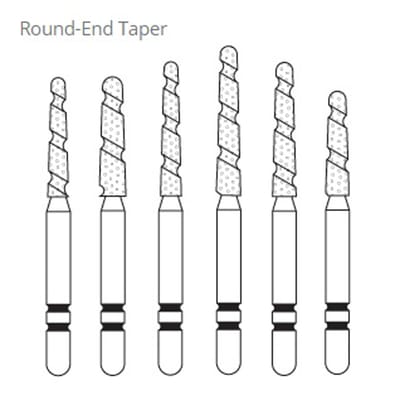 Two Striper Diamond Bur FG TS2000 Round End Taper - Pack 5