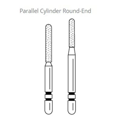 Two Striper Diamond Bur FG Parallel Cylinder Round-End - Pack 5