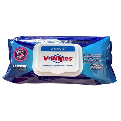 V-Wipes Hospital Grade Disinfectant Wipes Flat Pack (80wipes)