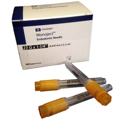 Monoject Endodontic Irrigation Needle - 23G x 1.25inch Orange - Box 100