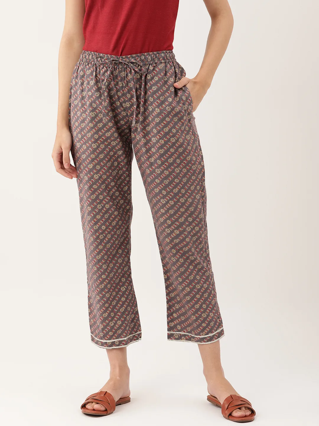 Buy W Women Off White Printed Ankle Length Palazzo Trousers  Palazzos for  Women 1537604  Myntra