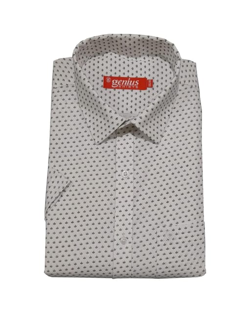 Printed Dot White Dress Shirt