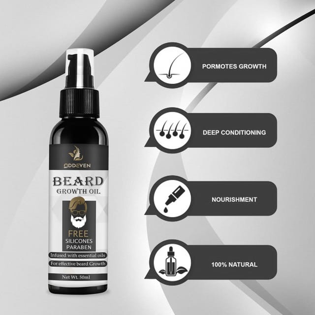 Oddeven Beard Growth Oil 50ml More Beard Growth With Redensyl Vitamin E Nourishment 