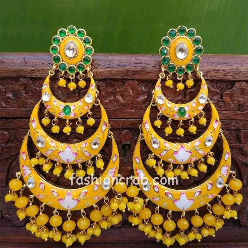 Jadau Chandbali Earrings with All Pearls in Gold Plated Silver ER 216   Deccan Jewelry