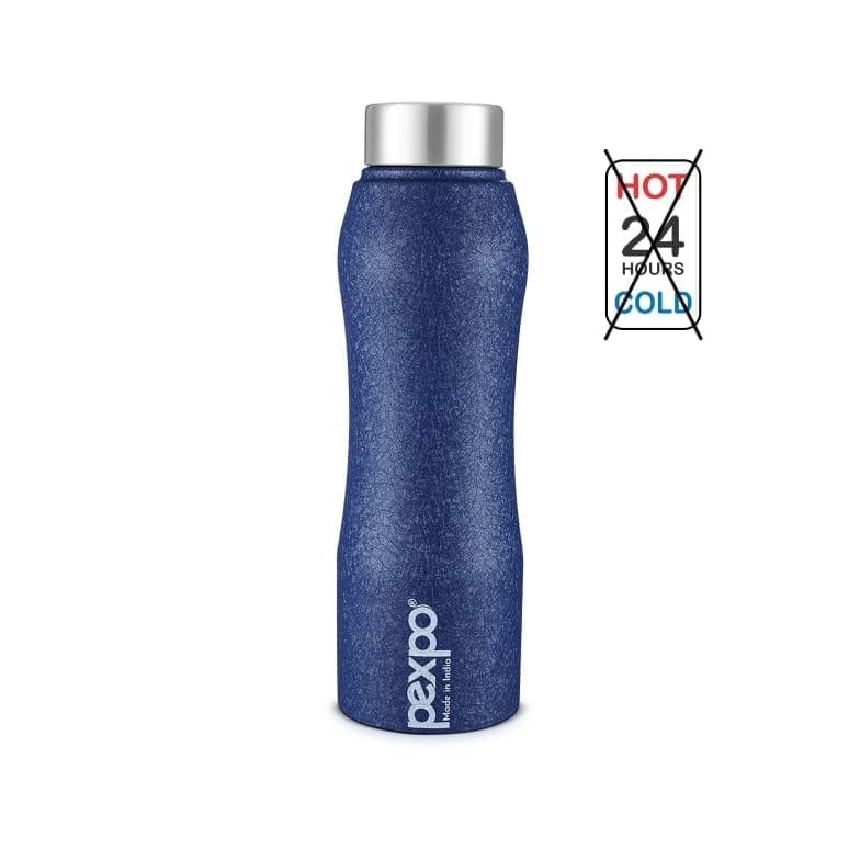 Luxurious Home + and + Decor PEXPO Stainless Steel Fridge Water Bottle, 1000 ml, Pack Of 3 Blue,