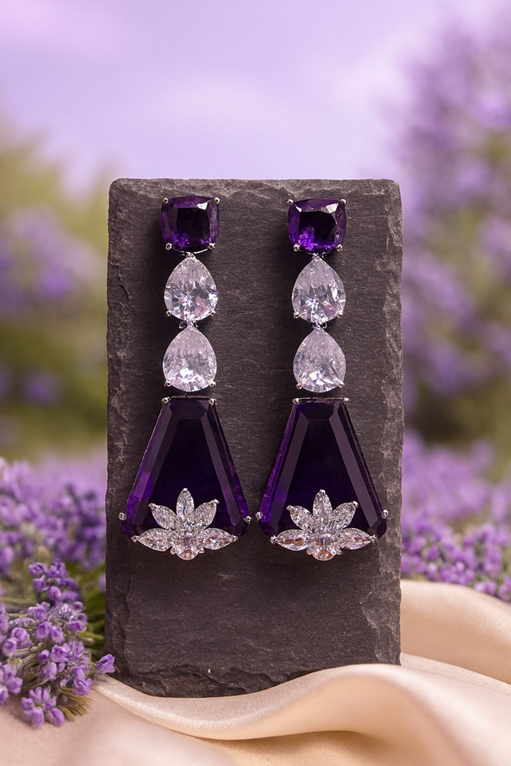 Purple American Diamond Earring