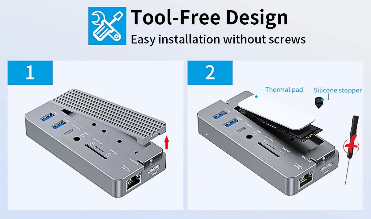 indokinG 10-In-1 Hub  Docking Station NVMe SSD Enclosure CM073