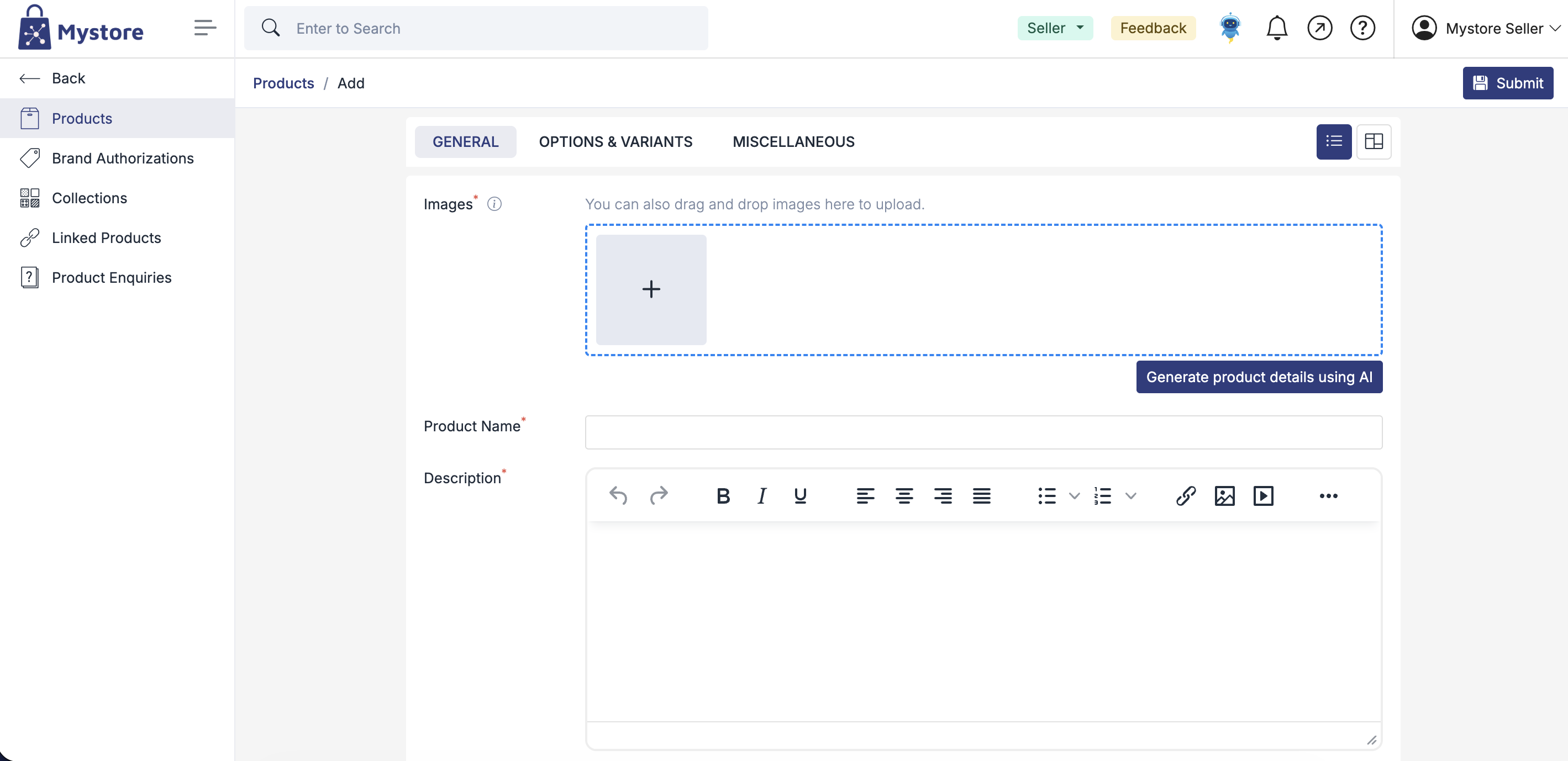 Adding Products Manually