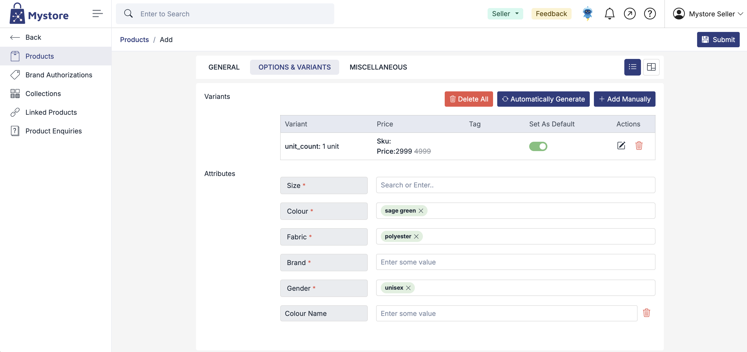Adding Products Manually