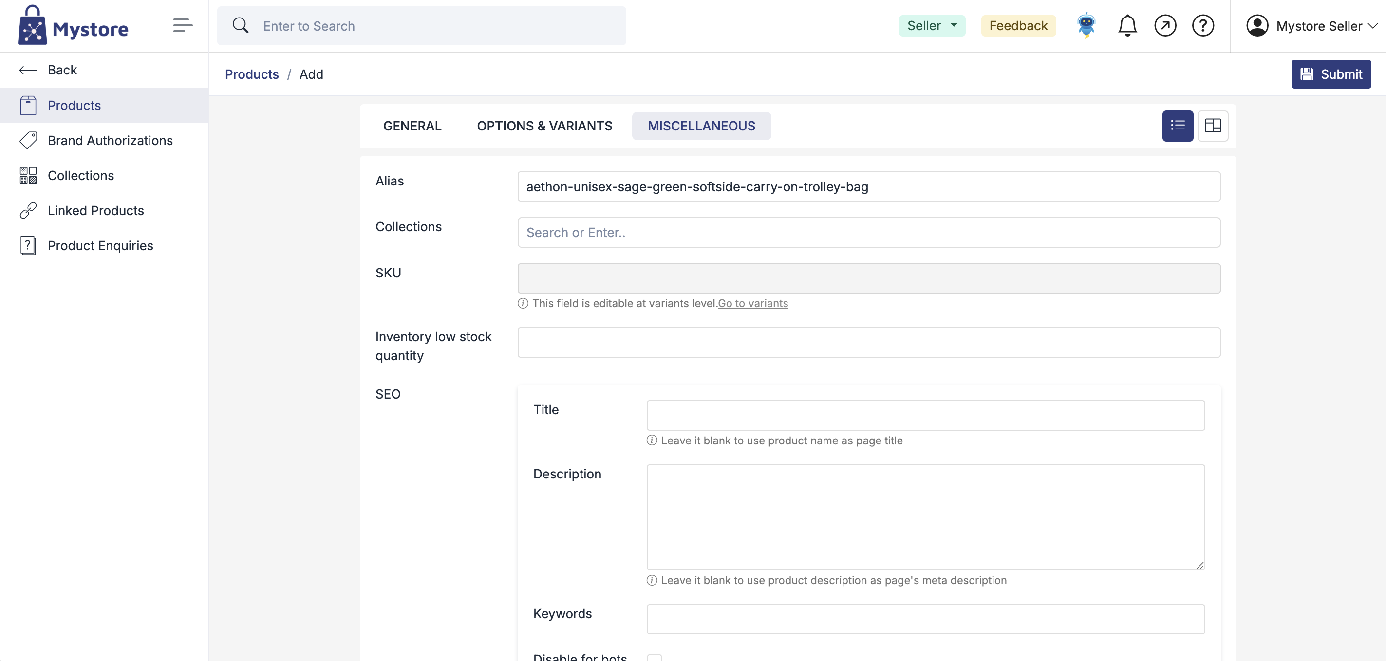 Adding Products Manually