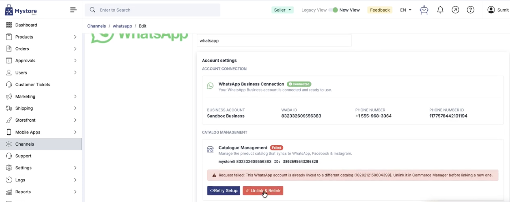 The “already linked” error — click Unlink & Relink to fix it.