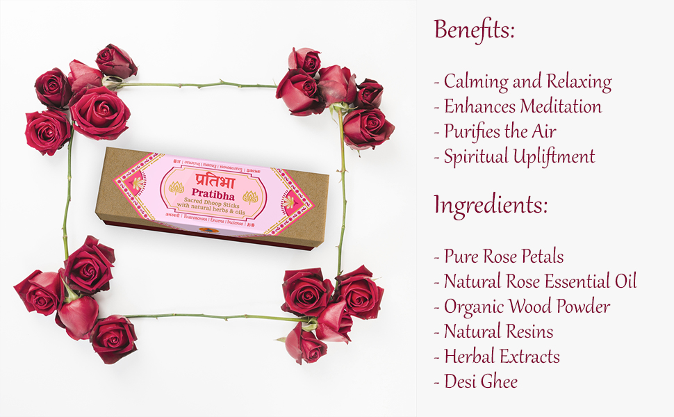 Indian Room’s hand rolled 100% natural dhoop - "PRATIBHA" crafted with the finest rose petals & herbal extracts