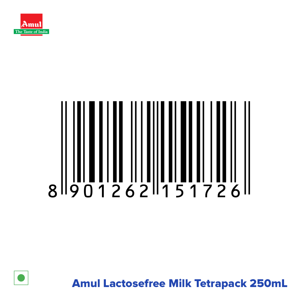 Amul Lactose Free Milk, 250 mL Pack of 32