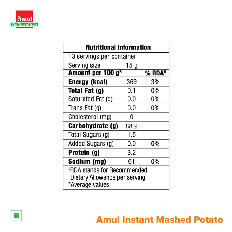 Amul Instant Mashed Potato, 200 g | Pack of 2