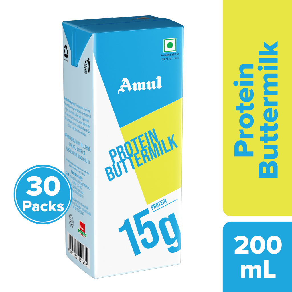 Amul High Protein Buttermilk, 200 mL | Pack of 30