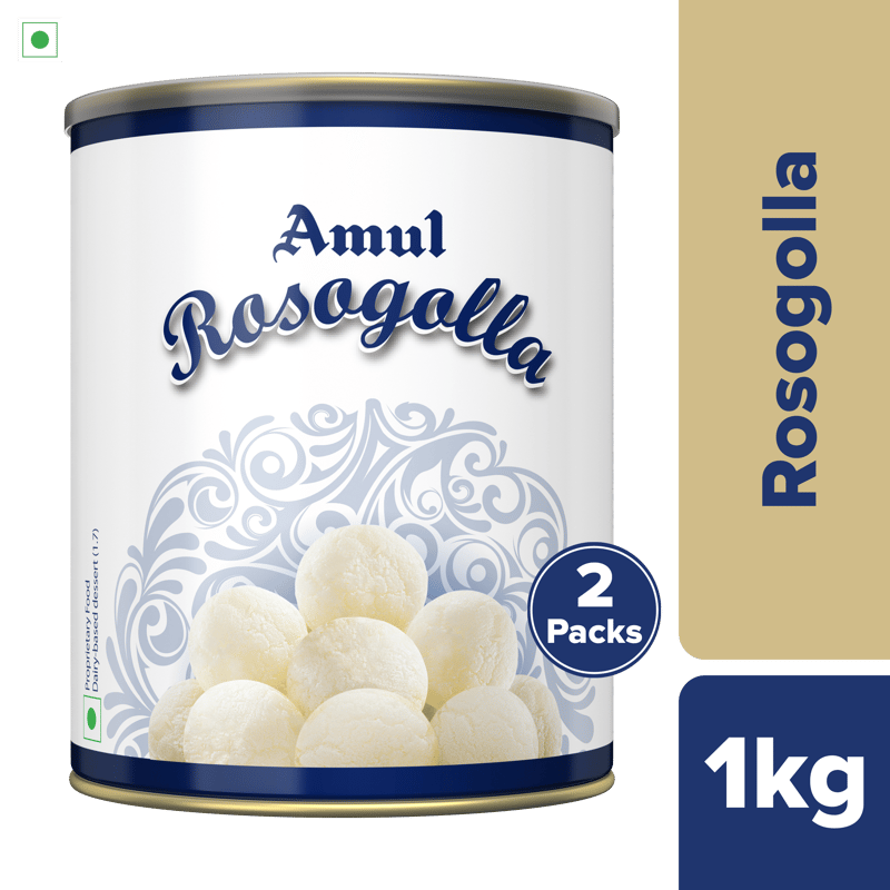 Amul Rosogolla, 1 kg | Pack of 2