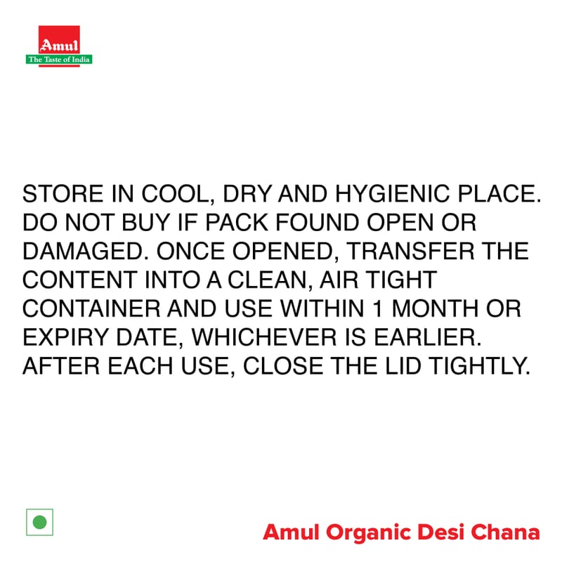 Amul Organic Desi Chana, 500 g | Pack of 3