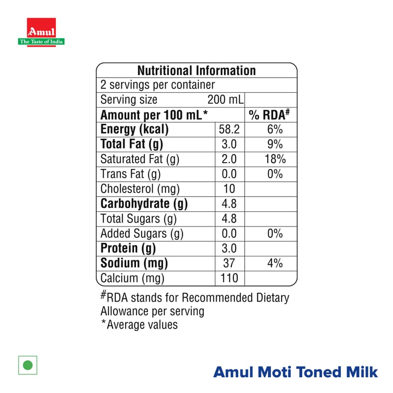 Amul Moti Long-life Milk, 450 mL | Pack of 24