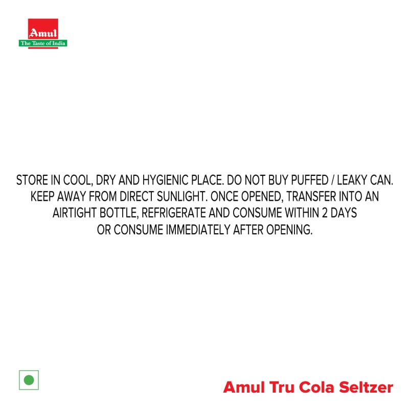 Amul Tru Cola Seltzer, 250 mL | Pack of 8
