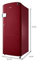 Samsung 192 L 3 Star Direct-Cool Single Door Refrigerator (RR20T1Y1YRH/HL, Scarlet Red)