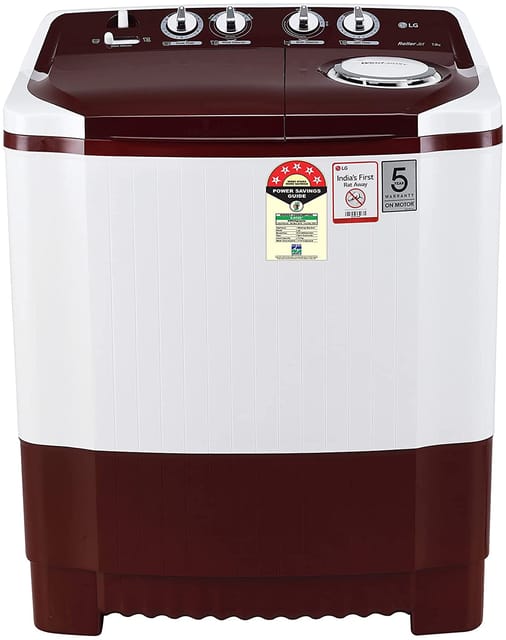 LG 7 kg 5 Star Semi-Automatic Top Loading Washing Machine (P7010RRAZ, Burgundy, Roller Jet Pulsator), Large