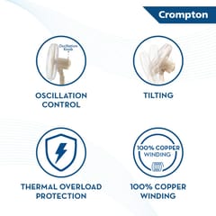 Crompton Table Fan TF High Speed Torpedo with Thermal Overload Protection, Wide Oscillation