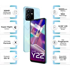 Vivo Y22 (Starlit Blue, 4GB RAM, 64GB Storage)
