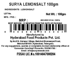 SURYA LEMON SALT / CITRIC ACID / NIMBU KA SAAT