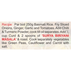 Chicken Masala 100g + 
Biryani Pulav Masala 50g + 
Puliogare masala 50g + 
Lemon rice masala 50g +  
Sabji masala / MGM 50g