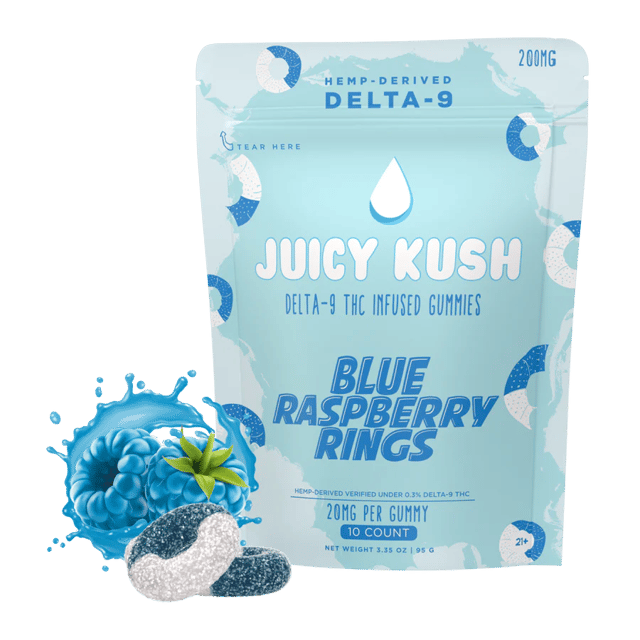 Juicy Kush Blue Raspberry Delta-9 Gummies 200mg