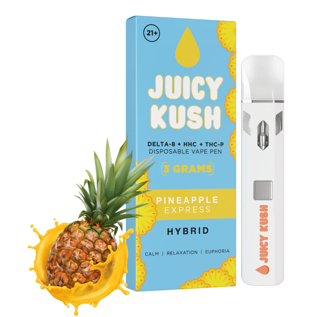 Juicy Kush Pineapple Express Delta-8 + HHC + THC-P Preheat Disposable Vape Pen 3g