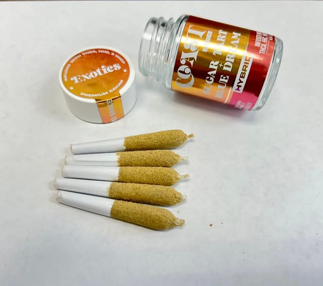 Coast Exotics THCA, HHC, HHCP Berry Gelato 5ct .5 Prerolls
