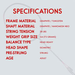 YONEX Graphite Badminton Racquet Smash ( Black Flash Red , G4 , 73 Grams , 28 lbs Tension) Black Flash Red