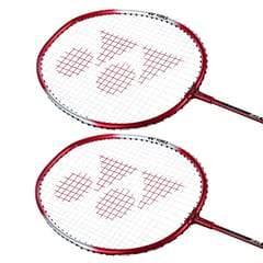 YONEX ZR 100 Light Aluminium Blend Badminton Racquet with Full Cover (Red/Red) - Set of 2