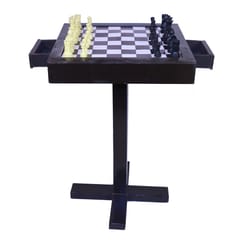 KD Chess Board Table with Stand Indoor Game Chess Board with Coins & Drawer Full Size Board (Ht 29 Inches)