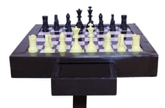 KD Chess Board Table with Stand Indoor Game Chess Board with Coins & Drawer Full Size Board (Ht 29 Inches)