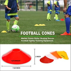 COUGAR Cone Marker, Cone Marker Set, Football Saucer Cone Small 1.5 inch 5 Multi Color Set of 10, Agility Training Equipment