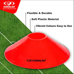 COUGAR Cone Marker, Cone Marker Set, Football Saucer Cone Small 1.5 inch 5 Multi Color Set of 10, Agility Training Equipment