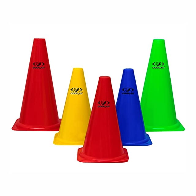 COUGAR Cone Marker, Cone Marker Set, Exercise and Fitness Marker Cones in 6 Inch Height for Soccer Cricket Track and Field Sports Pack of 6 Pcs Multicolour