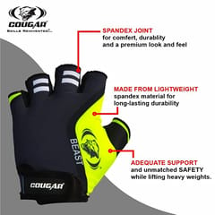 Cougar Beast Sweat Absorbent Spandex Gym Gloves, Suitable for Weight Lifting, Cycling, Exercise, Fitness, Gym Training and General Workouts for Men/Women (Small)