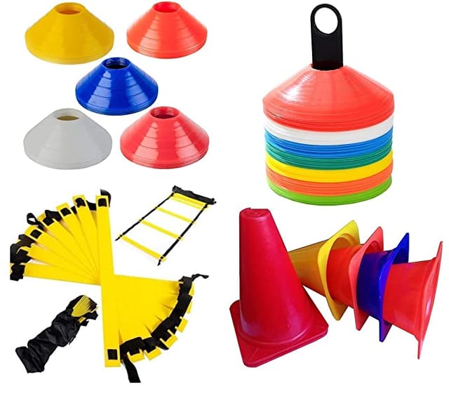 COUGAR Cone Marker, Cone Marker Set, Agility Training Fitness Set with 8 Meter Agility Ladder, 6 Inch Cone Marker 20Pc, Space Marker 20Pc, Agility Training Equipment