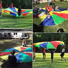 COUGAR Kids Play Parachute 19 feet with Handles and Carry Bag for Cooperative Play and for Upper-Body Strength, Multicolor