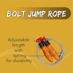 COUGAR SR-017 BOLT Jump Rope PVC Coated With Steel Wire underneath Sturdy Wooden Handle - Rope for Gym and Home | Skipping Rope for Men, Women, Kids, Children, Best Exercise Workout Fitness Accessory