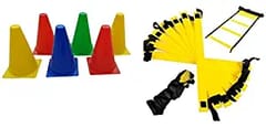 COUGAR Cone Marker, Cone Marker Set, Agility Training Fitness Set with 8 Meter Ladder, 20 Pc 6 Inch Cone Marker, Agility Training Equipment